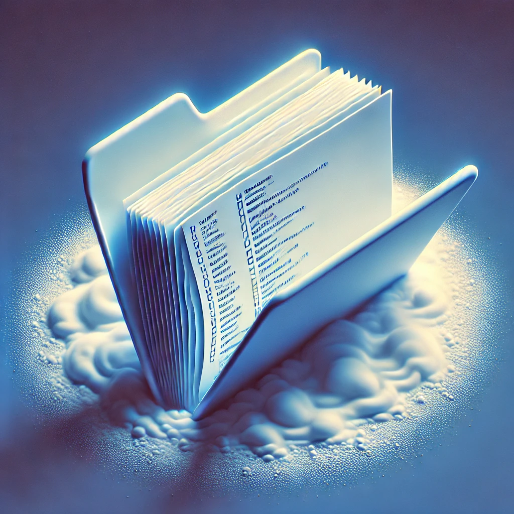 Erstellung von detaillierten Businessplänen und Finanzierungsstrategien für KMU und Start-ups, inklusive Marktanalysen und Investitionsplanung. Beispielbild: ein aufgeschlagene Akte mit einer angedeuteten Liste.