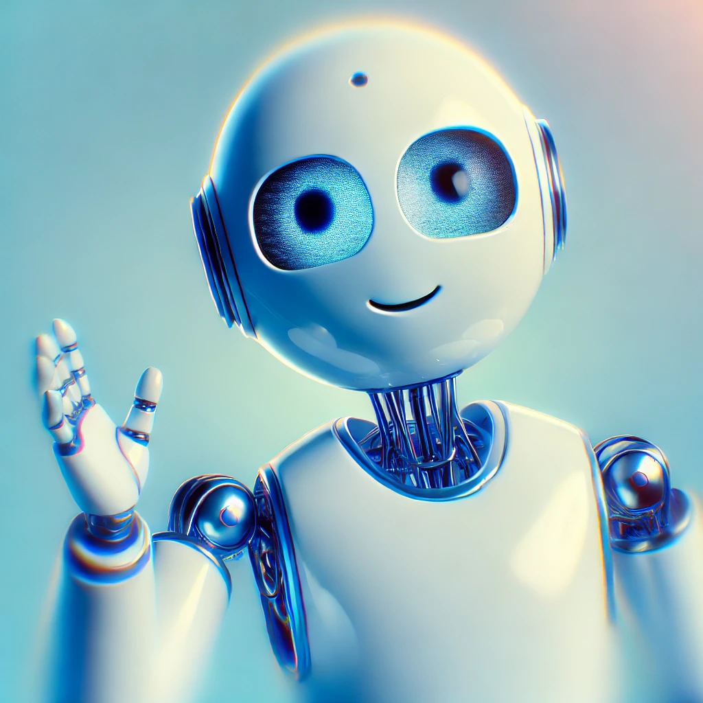 Schulung und Beratung zur Integration von Künstlicher Intelligenz in bestehende Produktions- und Geschäftsprozesse, um Effizienz und Innovationskraft zu steigern. Beispielbild: ein Bild eines freundlichen Roboters.