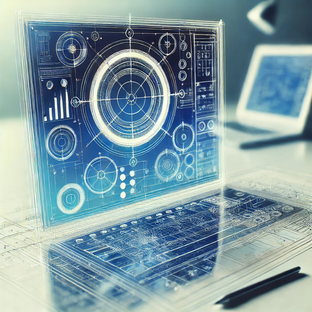 Angebot von CAD-Schulungen für KMU-Mitarbeiter, um deren technische Fähigkeiten in der Konstruktion und Modellierung zu verbessern. für Inventor und Solidworks. Beispielbild: ein Bild von einer schematisch angedeuteten CAD-Softwere